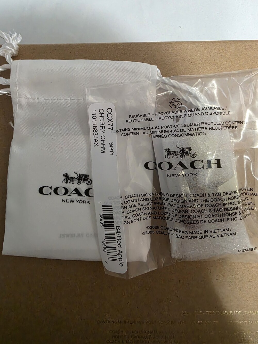 Coach Small Cherry Charm Nwt - Picture 5 of 7